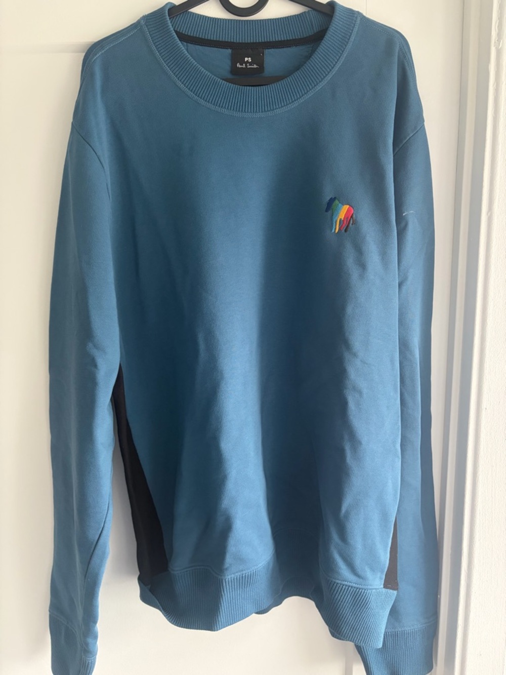 PS Paul Smith Teal Blue Crewneck with Multicolor Zebra Logo
